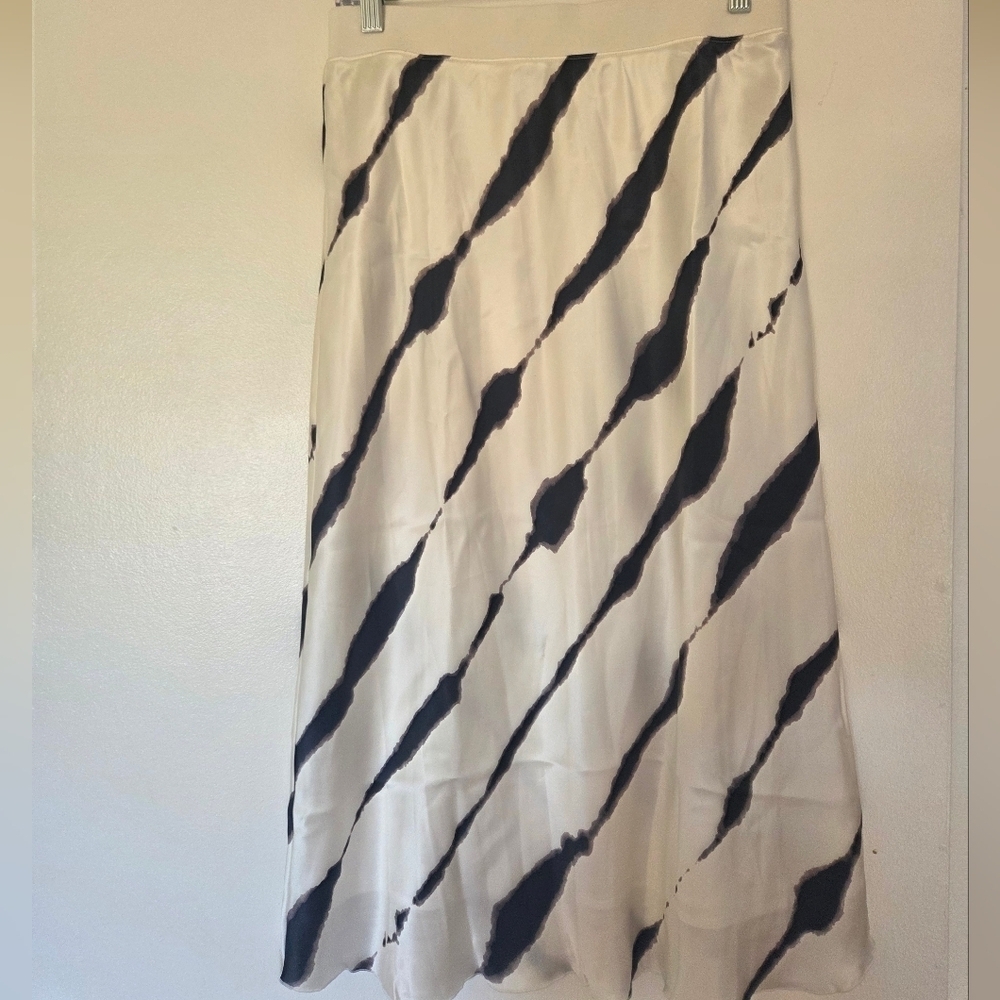 ATM ANTHONY THOMAS MELILLO Zebra Midi Skirt S 100% Silk Charmuese Stripe Slip